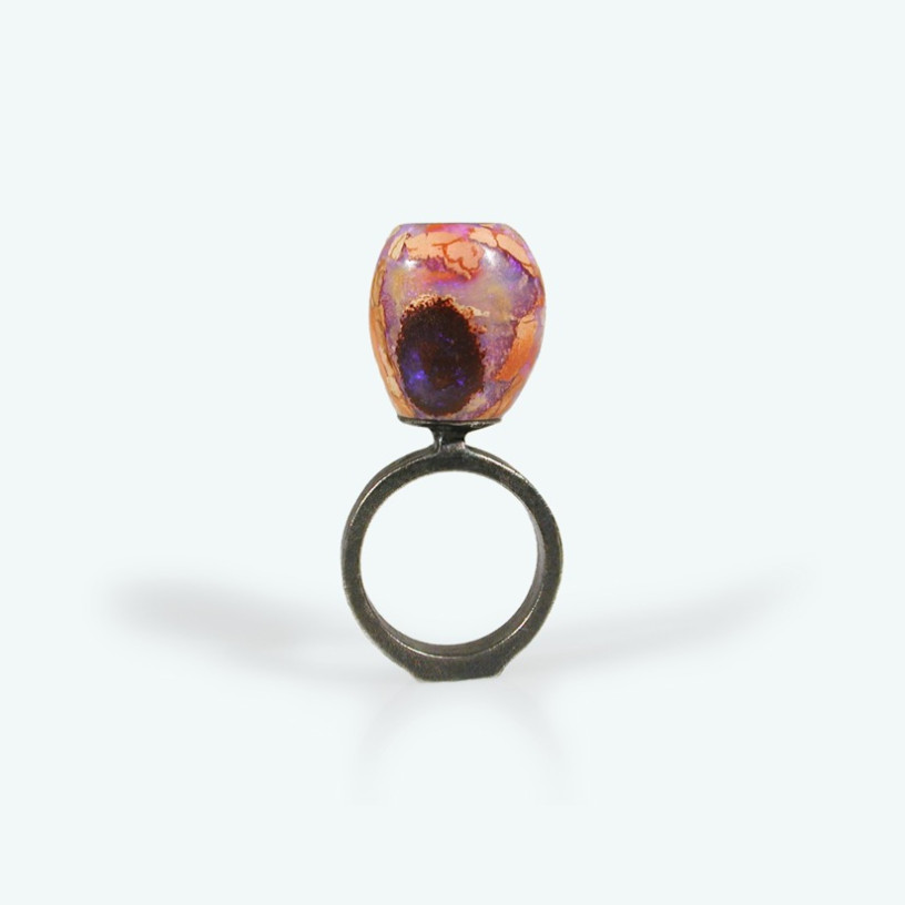 Ring in boulder opal and silver